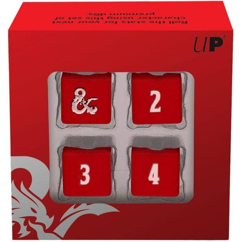 Dungeons & Dragons Heavy Metal Dice - 4 Dadi Metallici D6 - Rosso e Bianco