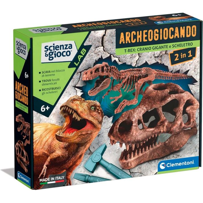 Prodotto: CLE-19324 - SCIENZA E GIOCO - ARCHEOGIOCANDO GIGANT SKULL T-REX KIT ARCHEOLOGO - CLEMENTONI Prodotto: CLE-19324 - SCIENZA E GIOCO - ARCHEOGIOCANDO GIGANT SKULL T-REX KIT ARCHEOLOGO - CLEMENTONI