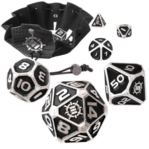 Set di 7 Dadi Metallici RPG Enhance - Nero
