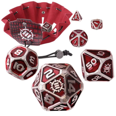 Set di 7 Dadi Metallici RPG Enhance - Rosso