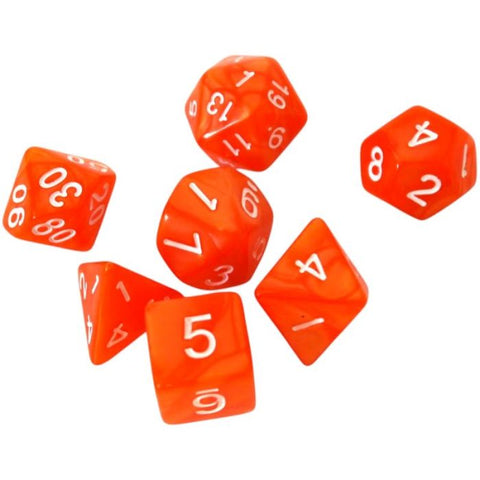 Set di 7 Dadi Pearl - Orange-White