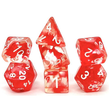 Set di 7 Dadi Transparenti - Nebula Red